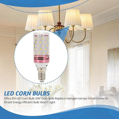 10Pcs E14 LED Corn Bulb 12W Corn Bulb Replace Lamps Small Screw-in Smart Efficient Bulb Warm Light