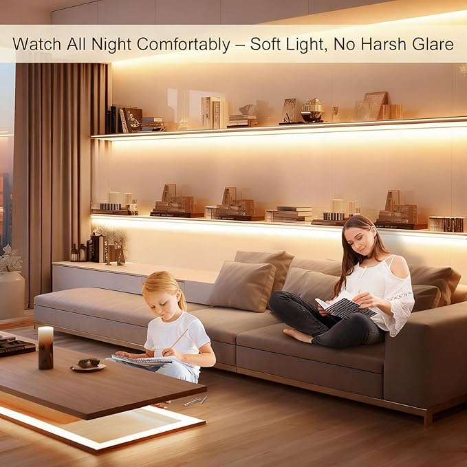 ZSLAIFU Battery Powered LED Strip Lights, 3.3FT COB LED Strip Light, Battery Operated LED Lights, Warm LED Strip Lights Battery Powered for Closet, Cabinet, Shelf, Kitchen, DIY Lighting