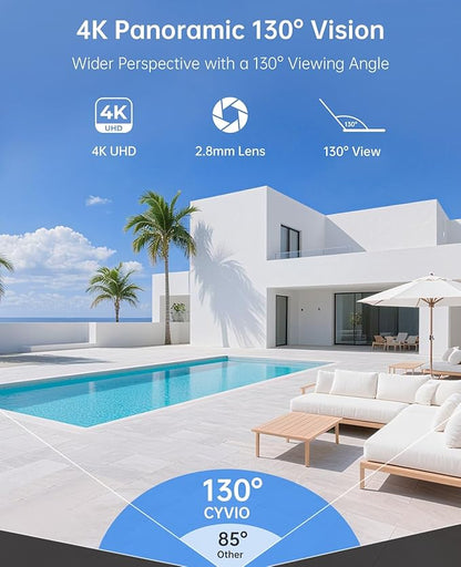 4K PoE Camera System, 4Pcs 8MP Security Camera System Outdoor with No Subscription, AI Detection, Color Night Vision, IP67 Waterproof, H.265 4K 8CH NVR with 64GB SD Card