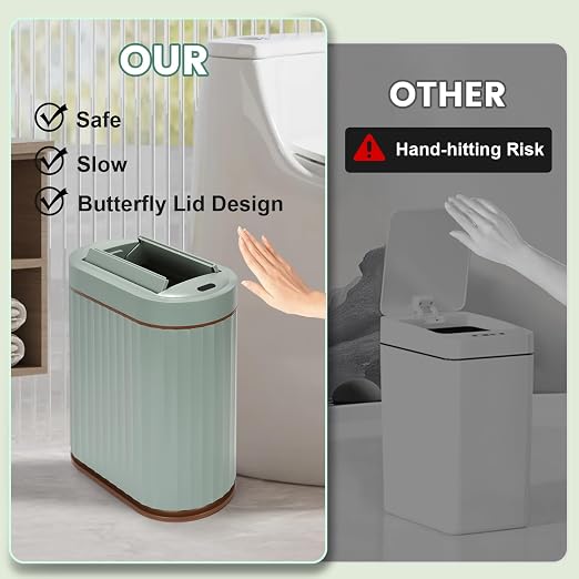 ELPHECO Motion Sensor Bathroom Trash Can with Lid 2 Gal Automatic Trash Can