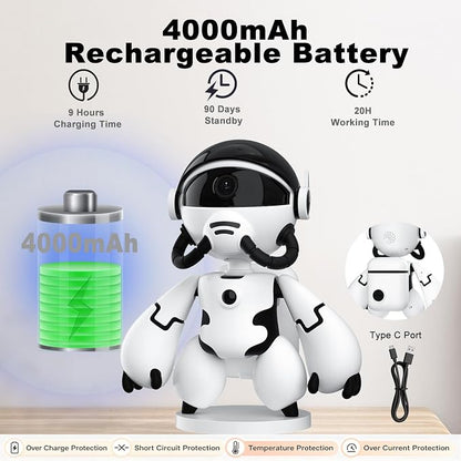 2K Indoor Robot Camera, 5G/2.4G WiFi Indoor Security Camera for Baby Pet