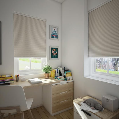 Changshade Custom Blinds Cellular Shades Blackout Cordless for Indoor Windows, Honeycomb Blind Room Darkening Black Out Shade for Bedroom, Bathroom, Nursey, Heat Light Blocking Easy Install, Beige