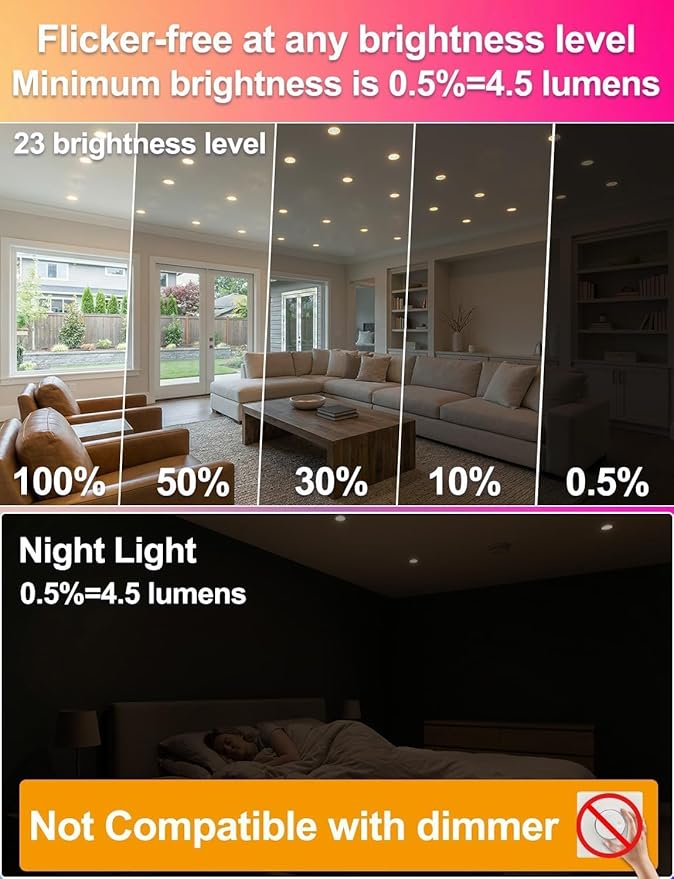 ILC BR30 LED Recessed Can Light Bulbs, Indoor Flood Light Bulbs, RGB Color Changing, 5CCT Tunable with Remote Control, E26 Base, 10W 900LM 70W Equivalent, for 5"/6" Recessed Cans Only, 6 Pack