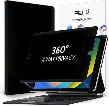 Peslv 4-Way Magnetic Privacy Screen Protector for iPad 9th 8th 7th 10.2 Inch & iPad Air 3th & iPad Pro 10.5", Removable 360 Spy Black Security Filter