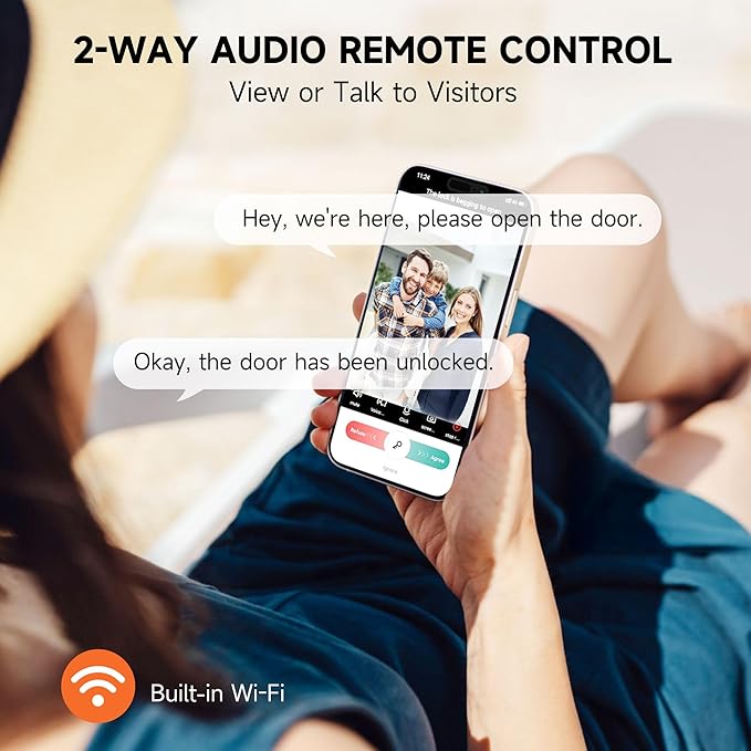 YHV Keyless Entry Door Lock with Camera Fingerprint Smart Door Lock with App Remote Control, Wi-Fi Connected Electronic Keypad Code Deadbolt Auto Unlock for Front Door