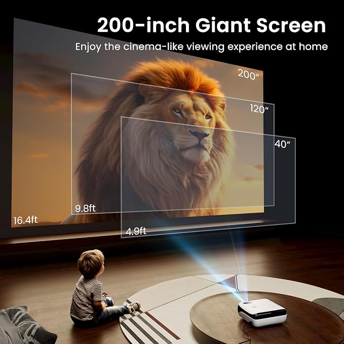 HAPPRUN Native 1080P Outdoor Smart Projector-Standard | Native 1080P • Mini & Portable • Easy Setup • Built-in Speaker • Indoor & Outdoor • Phone, Laptop & PS5 Compatible