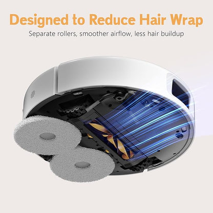 K90L Robot Vacuum and Mop Combo for Pet Hair, Dual Spinning Mops with Self-Cleaning and Warm Air Drying, LiDAR Navigation with No-Go Zones, App & Alexa Control, for Carpet and Hard Floors