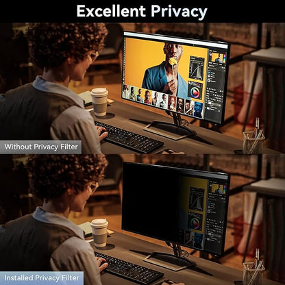 27 Inch Privacy Screen for Computer Monitor 16:9 Aspect Ratio, Eye Protection Anti Blue Light Glare Shield, 27in Removable Black Blackout Anti Spy Protector Film Desktop Security Private Filter