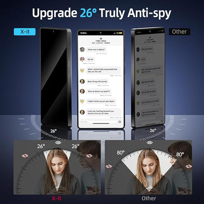 X-it for Samsung Galaxy S25 Ultra Screen Protector Privacy [Auto Alignment/Dust Removal],Bubble-Free,[100% Ultrasonic Fingerprint ID] Easy Installation Full Coverage Anti-Spy [Non-Glass] 2 Packs