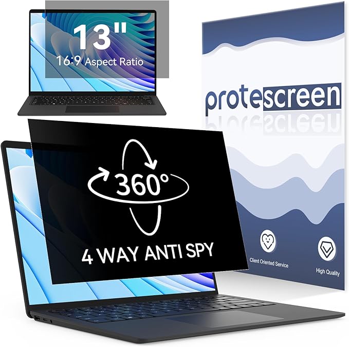 360° Laptop Privacy Screen 13.3 Inch for 16:9 Computer, 13" Monitor 4 Way Privacy Anti Glare Protector Blue Light Filter Shield Film Compatible with Lenovo/Hp/Dell/Acer/Asus/Thinkpad/Envy/Toshiba