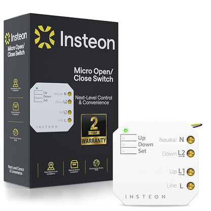 Insteon Micro Open/Close Motor Inline Adaptor, Shutters & Blinds - 2444-222 | Controls Motorized Shutters, Blinds, & Screens; Installs Inline With Local Switch Control Via Sense Wires; Handles Up To 8A