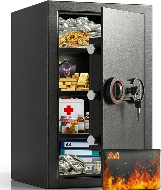 [23.6" Tall] Large Safe Box with Fireproof Bag for Home Use