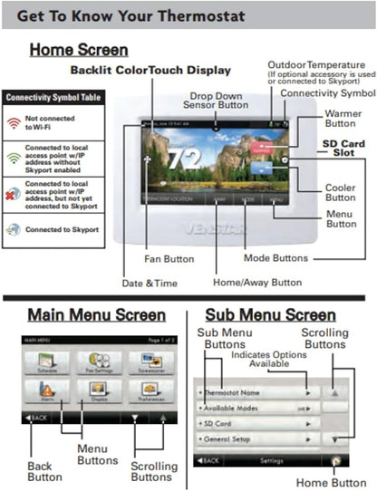 Venstar T7850 ColorTouch - High Res Touch Screen, 7-Day Programmable Thermostat w/WiFi, Alexa Compatible, 4 Heat & 2 Cool Stages, Gas/Electric/Heat Pump, Multi-Language Options, Weather Forecast