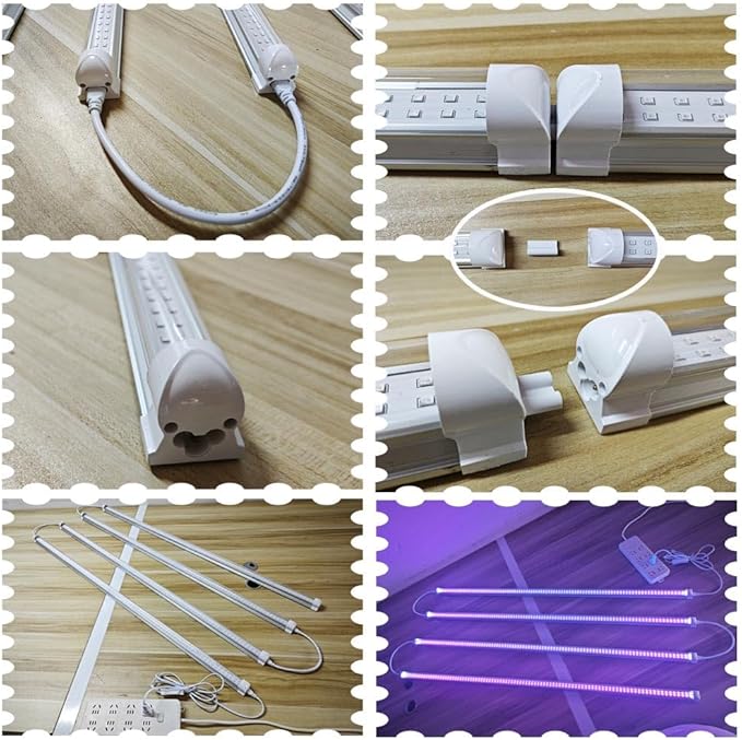 Linkable 4Ft Black Light Bulb 24Pack, LED 40W Integrated T8 Blacklight Bar Fixture, UVA 395NM 400NM for Fluorescent Tapestry Poster Body Paint Glow Party