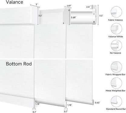 Motorized Blinds with Remote, Custom Automatic Electric Blackout Smart Blinds for Windows, Motorized Window Roller Shades Compatible with Alexa Google for Home Office, Jacquard Fabric White