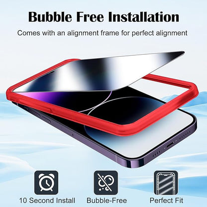 Compatible with iPhone 15 Pro Max Privacy Screen Protector Mirror Tempered Glass Mirrored Effect Anti-Spy Private Easy Installation Frame Full Coverage Bubble Free 2 Pack (6.7 inch Silver)
