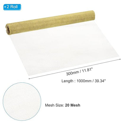 PATIKIL Brass Woven Wire Mesh Screen Roll 39x12, 2 Roll 20 Mesh Filter Metal Coarse Dense Gauze Mesh for Window Security Vent Cover Filtration Animals Fence, Yellow