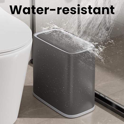 2.6 Gallon Small Slim Bathroom Trash Can with Lid, Dog Proof Garbage Can