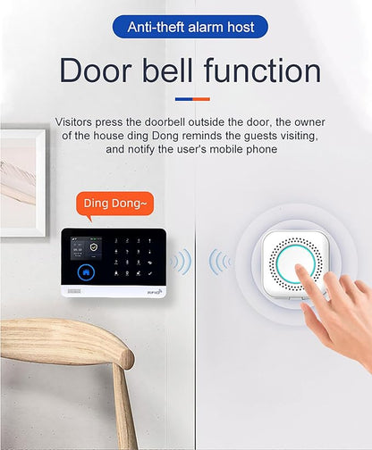 2G/4G Wireless Home Alarm Security System 9PCS 433MHz LCD Display with Host Remote Controls Alarm Window Door Sensor WiFi+GSM Auto Dial Alarm Compatible with Alexa Google Home Voice Control