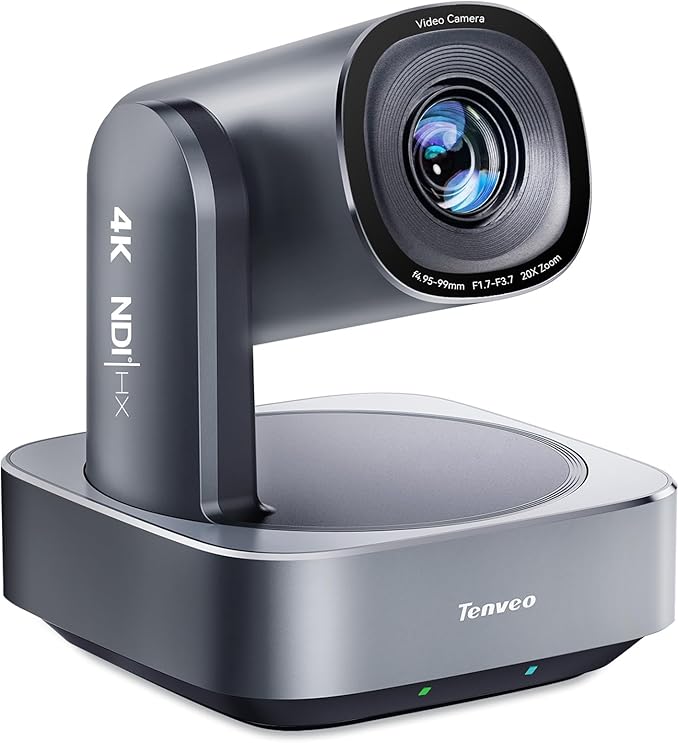 Tenveo 4K NDI PTZ Camera, AI Humanoid & Face Auto-Tracking, 20X Optical + 8X Digital Zoom, USB3.0/HDMI/LAN PoE IP Live Streaming for Church Worship Broadcast Events Video Conference YouTube OBS