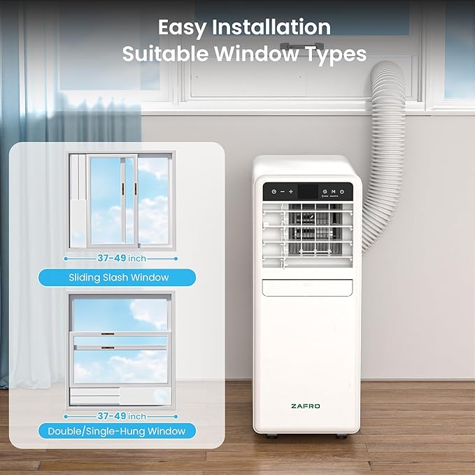 ZAFRO Portable Air Conditioners, 10000 BTU (6000 BTU SACC), Smart AC Unit with Drainage-free Cooling, Fan & Dehumidifier, Portable AC with APP/Remote, 47dB Quiet, 24H Timer for Living Room, Bedroom