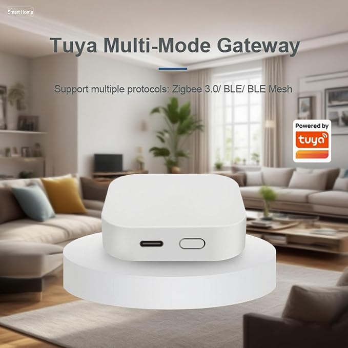 Tuya Smart Multi-Mode Gateway, Zigbee 3.0, Bluetooth Mesh, Smart Wireless Hub for Home Automation, 2.4GHz WiFi Only, APP Control, Compatible with Alexa, Google Assistant