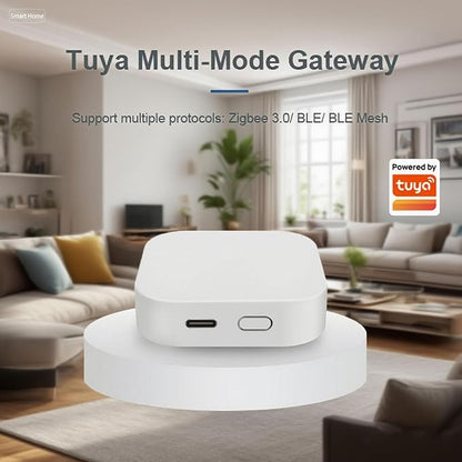 Tuya Smart Multi-Mode Gateway, Zigbee 3.0, Bluetooth Mesh, Smart Wireless Hub for Home Automation, 2.4GHz WiFi Only, APP Control, Compatible with Alexa, Google Assistant