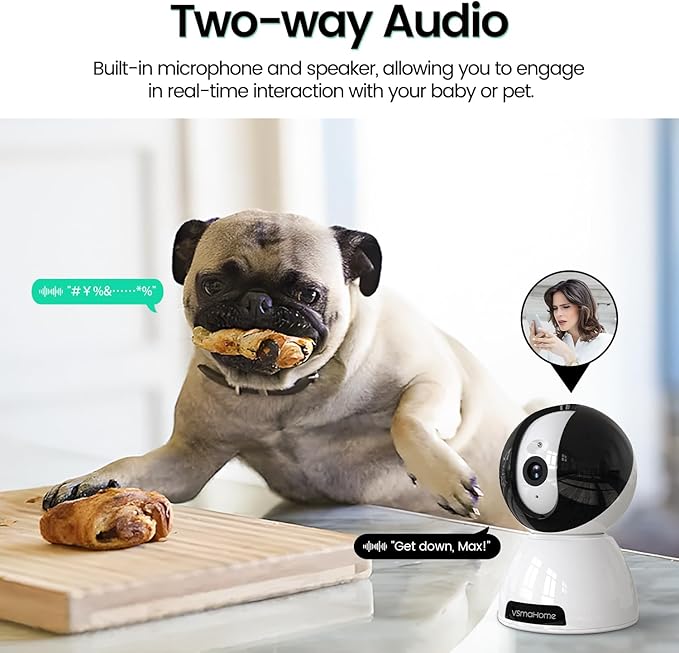 Security Indoor Camera,360° Pan Tilt Indoor Home Security Camera,1080P Pet Camera with Motion Detection & Tracking,2-Way Talk,IR Night Vision,24/7 Local Recordings