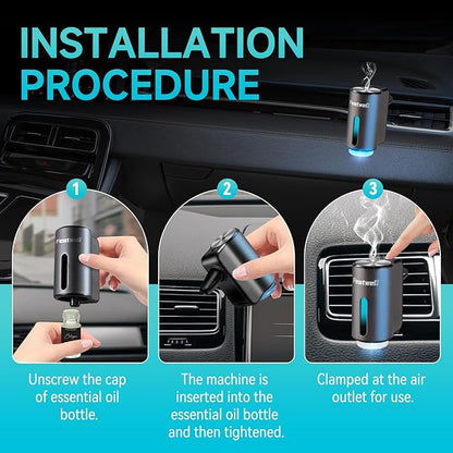 Featwell Car Air Freshener, Three Adjustable Modes Intelligent Aroma Diffuser, Rechargeable Car Diffuser Air Freshener, Grey