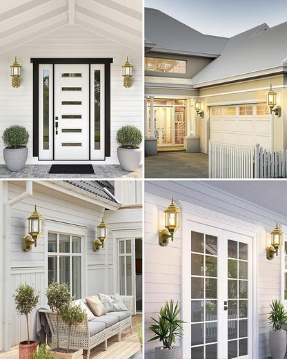 Redluck Motion Sensor Outdoor Lights, 2 Pack 16 inch Dusk to Dawn Outside Porch Lights, Waterproof Anti-Rust Aluminum Outdoor Wall Lights Exterior Lighting Fixtures for House, Garage, Front Door, Gold