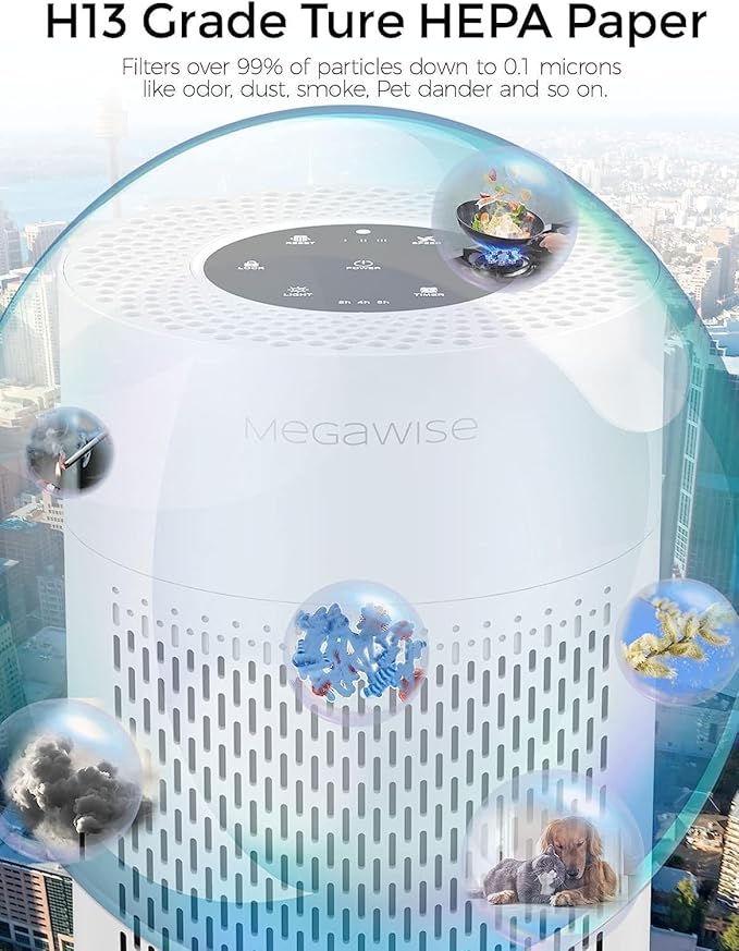 MEGAWISE Air Purifier 2-Pack for Home & Office, Compact Quiet Air Cleaner with Multi-Layer Filter, Portable Design for Bedroom, Living Room, Desktop
