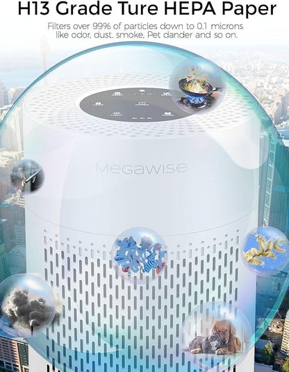MEGAWISE Air Purifier 2-Pack for Home & Office, Compact Quiet Air Cleaner with Multi-Layer Filter, Portable Design for Bedroom, Living Room, Desktop