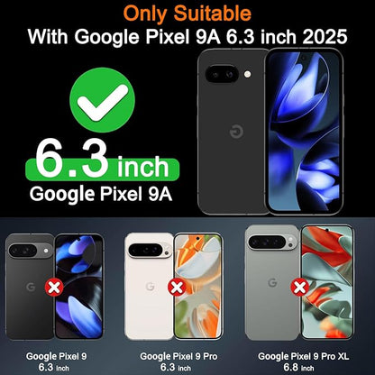 Milomdoi 3 Pack Privacy Screen Protector for Google Pixel 9A Tempered Glass with 3 Pack Camera Lens Protector, Ultra 9H Accessories [Support Fingerprint Unlock] Case Friendly, Black
