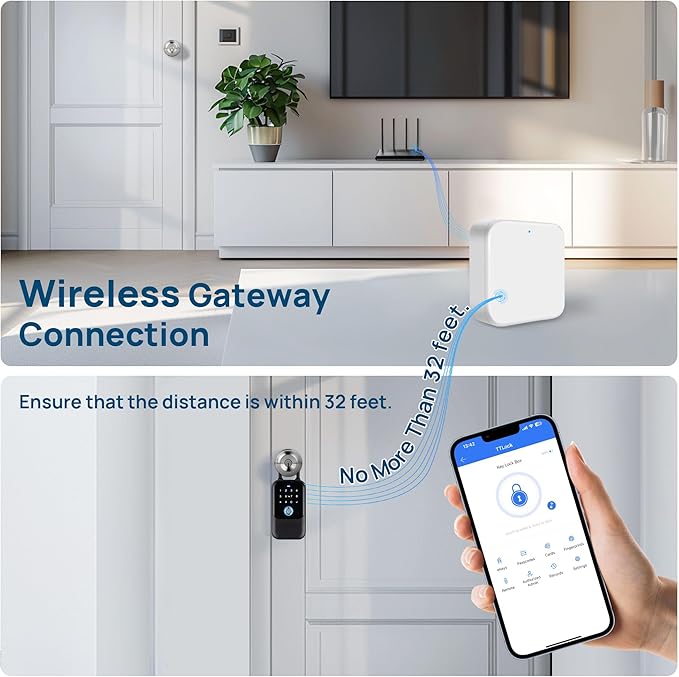 G2 Gateway Smart Lock WiFi Gateway, Remote Control Bluetooth Lock, Compatible with TTLock App for Smart Door Locks and Key Lock Box