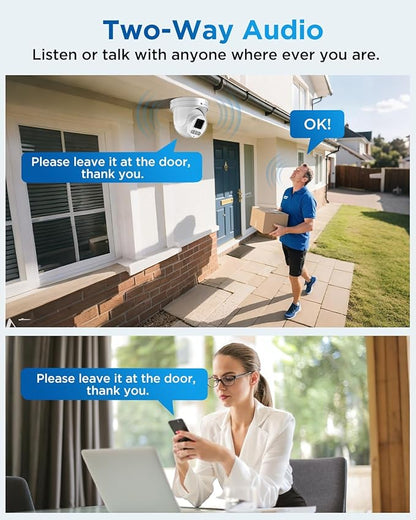 4COVR PoE PTZ Security Camera System 8 Channel, 8X 5MP IP PTZ Camera Two Way Audio, 280? Pan 90? Tilt 5X Optical Zoom, Smart Color Night Vision, Human Vehicle Detection, 4K NVR 2TB HDD, LY5XCP5M0808