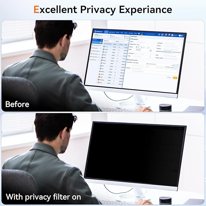 Mamol 22 Inch Computer Privacy Screen Filter for 16:10 Aspect Ratio Widescreen Monitor - Removable Anti Glare Blue Light Filter, Anti-Scratch Privacy Protector Film, Computer Screen Shield 22in