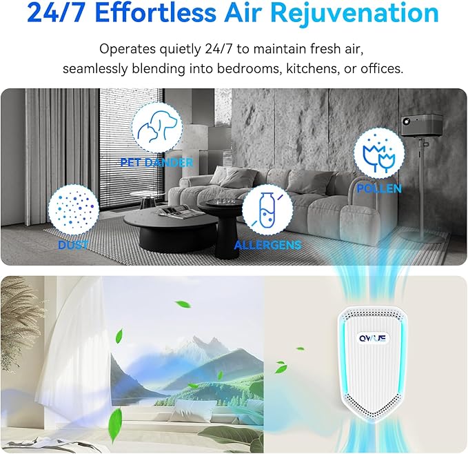 8Pack Air Ionizer Plug In, Filterless Home Negative Air Purifier, Quiet Air Freshener Portable Cleaner for Odors Smoke Dust, Air Purifiers for Home Office, Bedroom, Bathroom