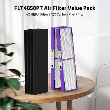 4 Pack FLT4850PT True HEPA Replacement Filter B, with Pet Pure Treatment for G-Guardian Air Purifier C4900 AC4880 AC4825 AC4850PT AC4870 CDAP4500 AC4300 and More
