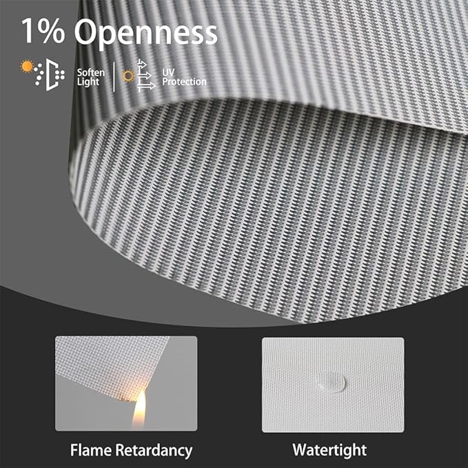 Motorized Solar Shades, Light Filtering Smart Blinds for Windows Automatic Blinds Compatible with Alexa, Falme Resistant Roller Shades Customized for Office Living Room (1% Openness Sliver)