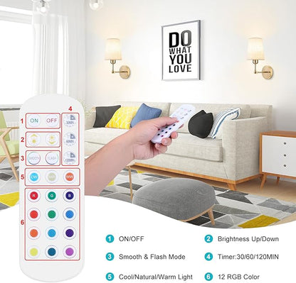 5200mAh Rechargeable Light Bulbs for Lamps,Led Battery Backup Light Bulb with Remote Control, 4 Pack A21 Wireless Emergency Bulbs for Power outage,Dimmable 3 Color Temperatures & 12 RGB Color Changing