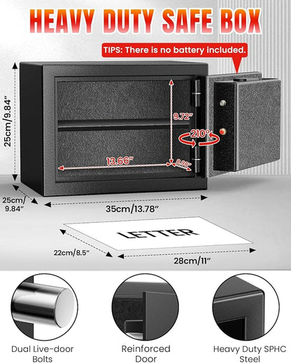 [𝟐𝟎𝟐𝟔 𝟑𝟓-𝐌𝐢𝐧 𝟏𝟕𝟎𝟎°𝐅] Fireproof Safe for Home, Money Safe for Cash, 𝟐𝟐𝐋𝐛𝐬 Heavy Duty Fire Proof safes for Home Use, Wall Mounted Jewelry Safes with Sensor LED Light and Alarm System