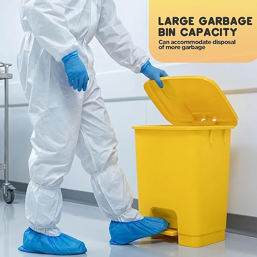 1 Pcs 5 Gallon Yellow Step on Trash Can Hands-Free Waste Bin with Odor Control Lid Touchless Sanitary Use Garbage Can for Lab Dental Home Clinic Office