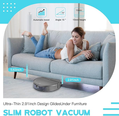 Kilgone Robot Vacuum and Mop, App/Alexa Control for Pet Hair, Hard Floor, Carpet, Customized Cleaning