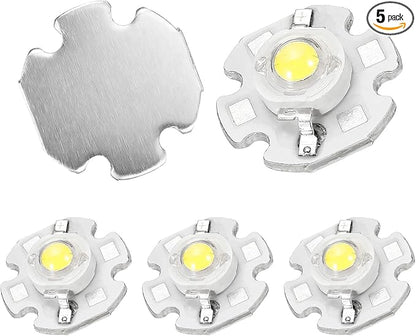 High Power LED Chip Bulb 5 Pcs- Cool White 6000K 600-700mA LED Light with Heatsink Aluminum Base Bulb Lamp Super Bright Intensity COB Light for Home Studio Show DIY Project