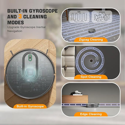 Robot Vacuum and Mop Combo, 6500Pa Strong Suction, 2 in 1 Robotic Vacuum with Gyro Inertial Navigation, 200 Min Runtime, App/Wi-Fi/Voice Control, Slim, for Pet Hair, Hard Floor, Carpet