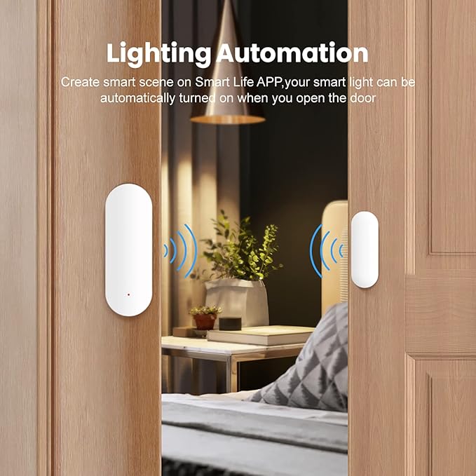 WiFi Door Sensor: Smart Window Contact Sensor, App Alerts, Programmable with Tuya/Smart Life Devices for Home Security & Smart Home Automation, Compatible with Alexa Google Assistant (1 Pack)