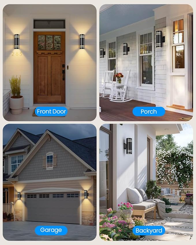 KIZON Outdoor Wall Lights with Dusk to Dawn Sensor, Cylinder Outdoor Light Fixture Wall Mount, Matte Black Porch Light Bulbs Included, Outdoor Wall Sconce for House Garage Patio, ETL Listed