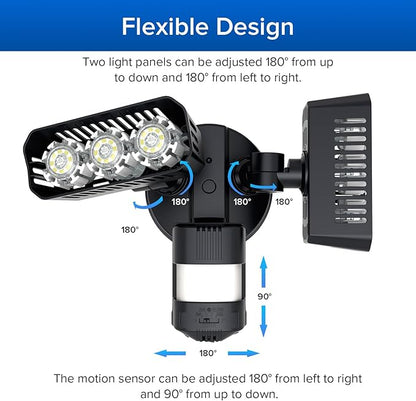 SANSI 38W 5000LM Motion Sensor Outdoor Lights, Flood Light Outdoor Detector with 4 Mode Adjustable, 500W Equiv 5000K Dusk to Dawn, IP65 Waterproof, Motion Sensor Lights for Garage, Yard, Porch (Black)