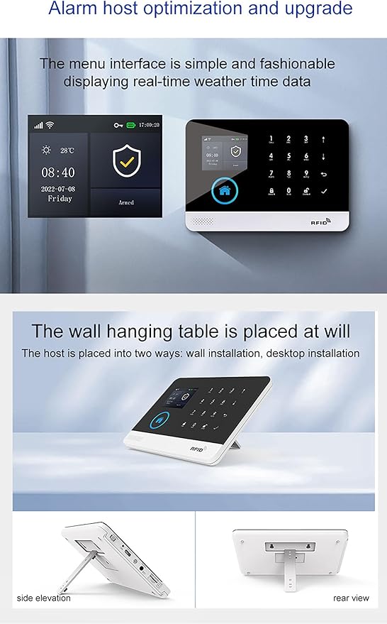 2G/4G Wireless Home Alarm Security System 9PCS 433MHz LCD Display with Host Remote Controls Alarm Window Door Sensor WiFi+GSM Auto Dial Alarm Compatible with Alexa Google Home Voice Control