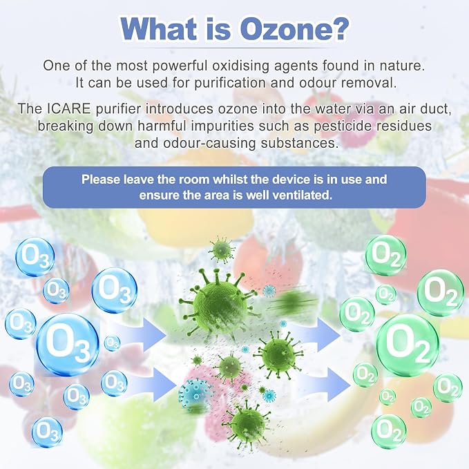 Ozone Machine Generator for Water and Air, 1000mg/h Fruit Produce Purifier